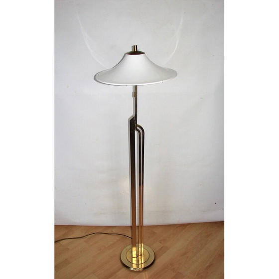 Image 1 of Lampadaire art déco vintage en laiton et métal, années 1960