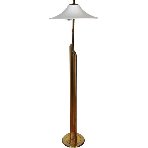 Lampadaire art déco vintage en laiton et métal, années 1960