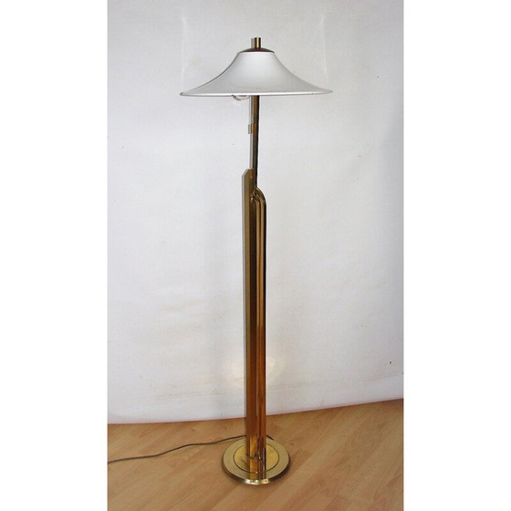 Image 1 of Lampadaire art déco vintage en laiton et métal, années 1960