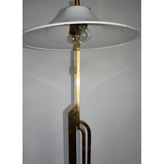 Image 1 of Lampadaire art déco vintage en laiton et métal, années 1960
