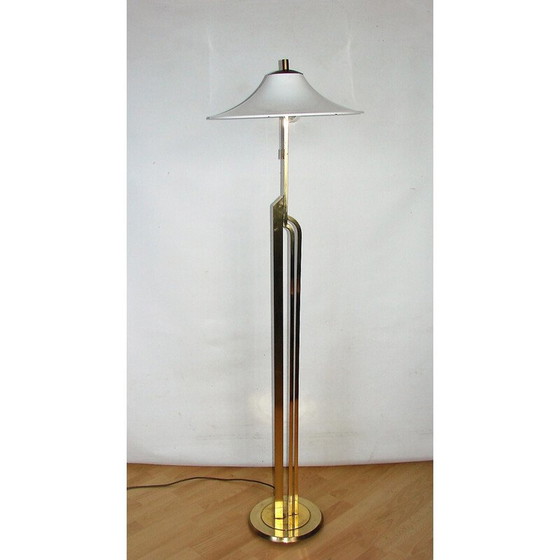 Image 1 of Lampadaire art déco vintage en laiton et métal, années 1960