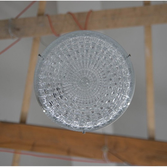 Image 1 of Lampe suspendue vintage en verre et métal blanc, Tchécoslovaquie 1960