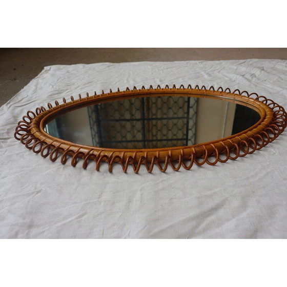 Image 1 of Miroir en rotin vintage italien par Franco Albini, Italie 1960-1970