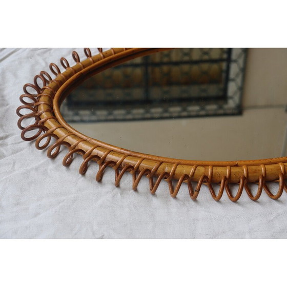Image 1 of Miroir en rotin vintage italien par Franco Albini, Italie 1960-1970