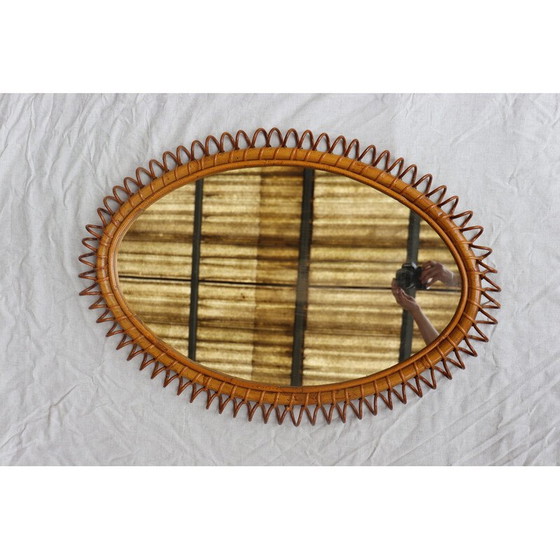 Image 1 of Miroir en rotin vintage italien par Franco Albini, Italie 1960-1970