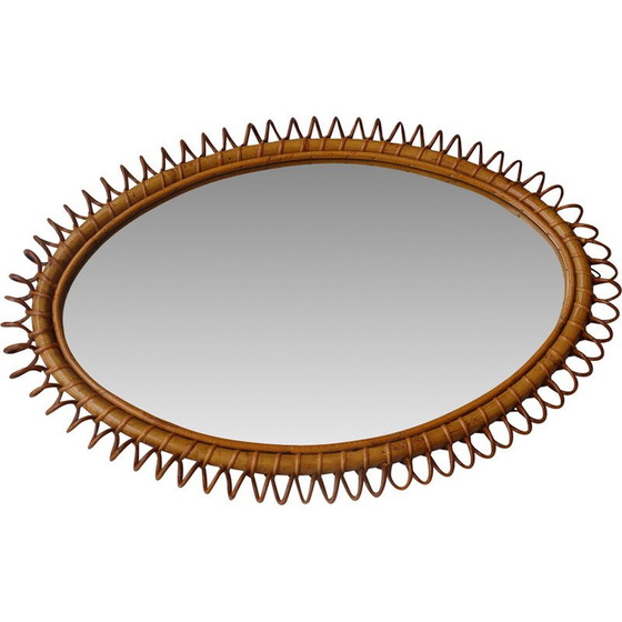 Image 1 of Miroir en rotin vintage italien par Franco Albini, Italie 1960-1970