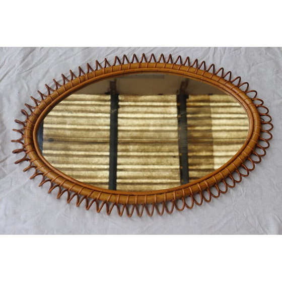 Image 1 of Miroir en rotin vintage italien par Franco Albini, Italie 1960-1970