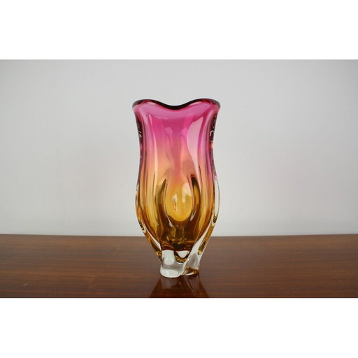 Vase en verre vintage de Josef Hospodka, Tchécoslovaquie 1960