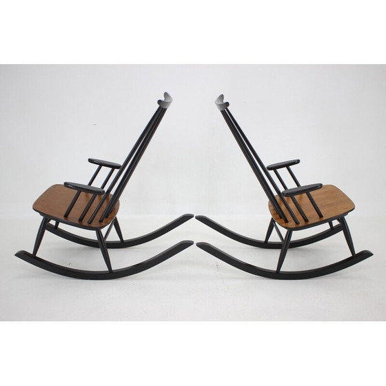 Image 1 of Paire de fauteuils à bascule Varjosen Puunjalostus en bois de hêtre, Finlande années 1960