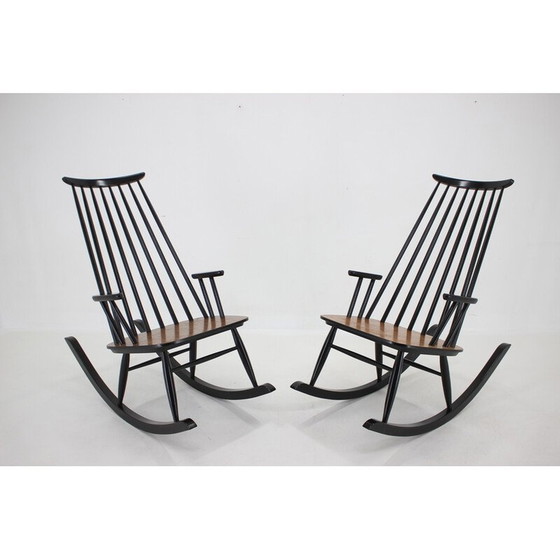 Image 1 of Paire de fauteuils à bascule Varjosen Puunjalostus en bois de hêtre, Finlande années 1960