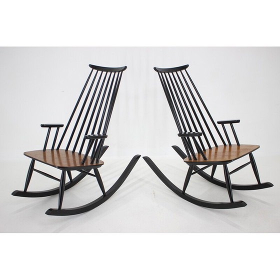 Image 1 of Paire de fauteuils à bascule Varjosen Puunjalostus en bois de hêtre, Finlande années 1960