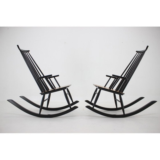 Image 1 of Paire de fauteuils à bascule Varjosen Puunjalostus en bois de hêtre, Finlande années 1960