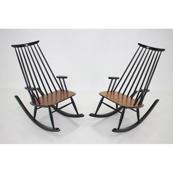 Image 1 of Paire de fauteuils à bascule Varjosen Puunjalostus en bois de hêtre, Finlande années 1960