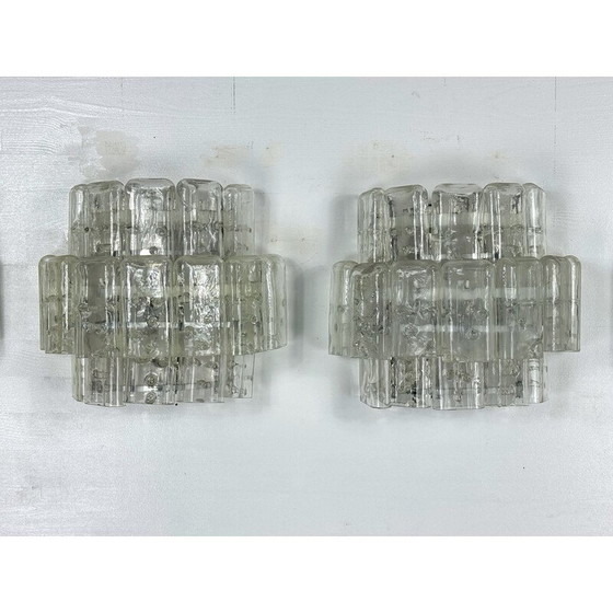 Image 1 of Ensemble de 4 lampes murales vintage en verre clair de Murano, Italie, années 1970
