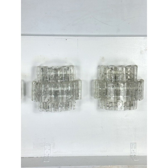 Image 1 of Ensemble de 4 lampes murales vintage en verre clair de Murano, Italie, années 1970