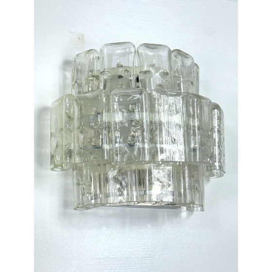 Image 1 of Ensemble de 4 lampes murales vintage en verre clair de Murano, Italie, années 1970