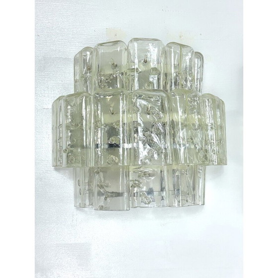 Image 1 of Ensemble de 4 lampes murales vintage en verre clair de Murano, Italie, années 1970