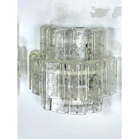 Image 1 of Ensemble de 4 lampes murales vintage en verre clair de Murano, Italie, années 1970