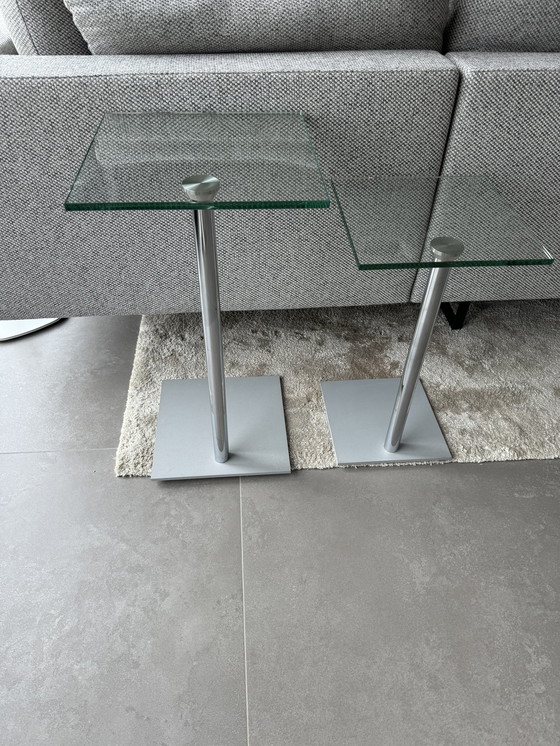 Image 1 of Set de 2 tables d'appoint Cascando en verre de 50 et 60 cm de haut