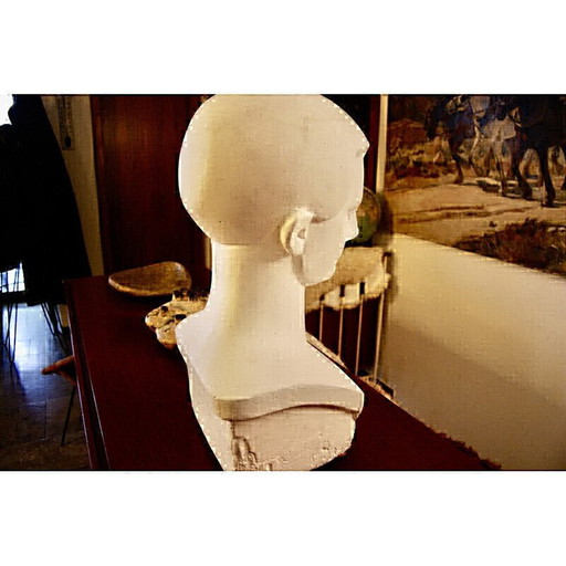 Buste en plâtre vintage Art Déco d'un jeune homme, 1930