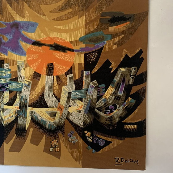 Image 1 of Tapisserie vintage "Lumière Marine" de Robert Debiève