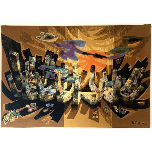 Tapisserie vintage "Lumière Marine" de Robert Debiève