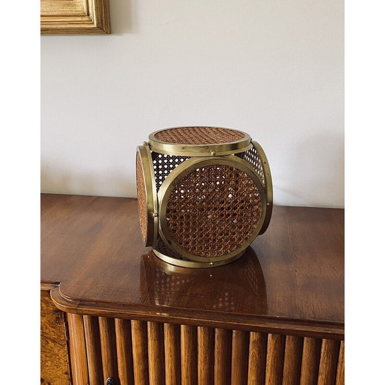 Image 1 of Paire de lampes vintage en laiton et paille, Italie 1960-1970