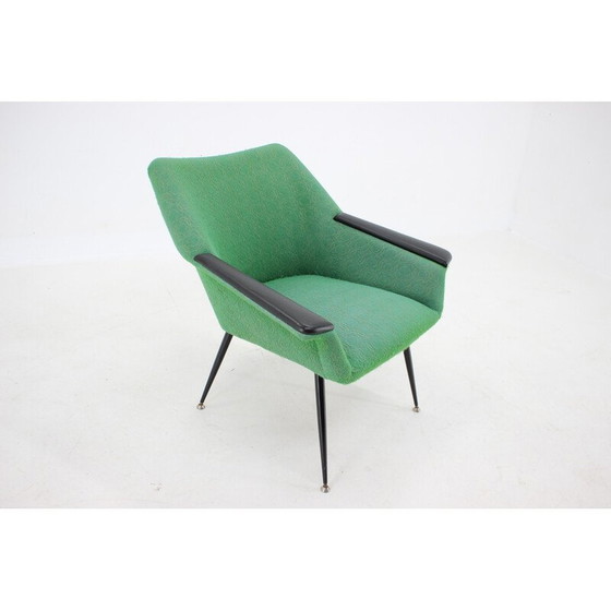 Image 1 of Fauteuil vintage en tissu vert, Italie, années 1960