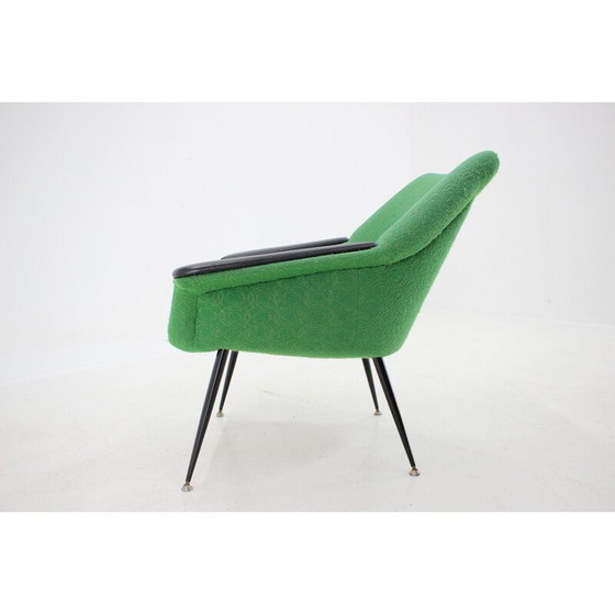 Image 1 of Fauteuil vintage en tissu vert, Italie, années 1960