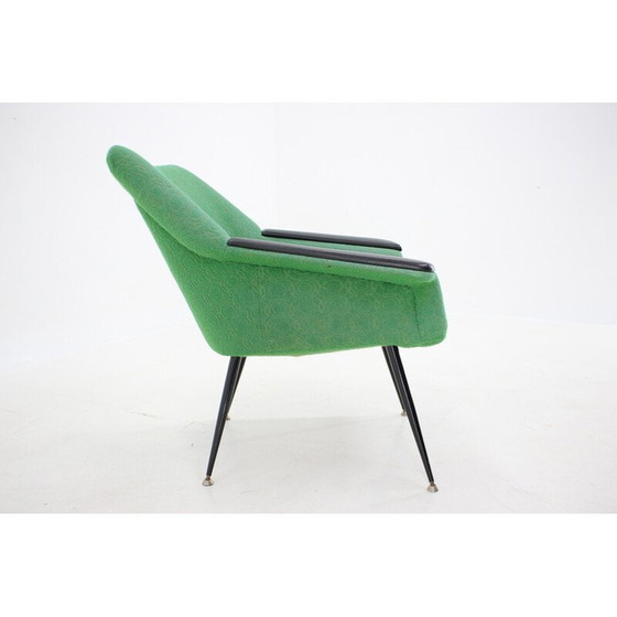 Image 1 of Fauteuil vintage en tissu vert, Italie, années 1960