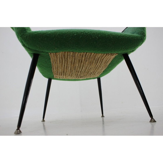 Image 1 of Fauteuil vintage en tissu vert, Italie, années 1960