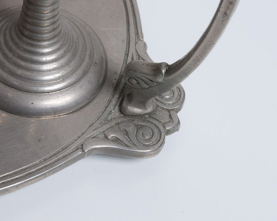 Image 1 of Art Nouveau 6 Coquetiers Set Avec Support Métal Et Verre