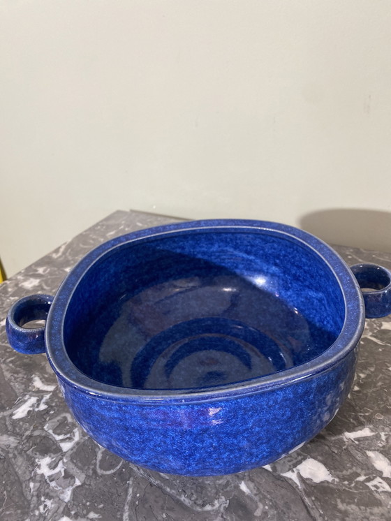 Image 1 of Plat En Grès Émaillé Bleu