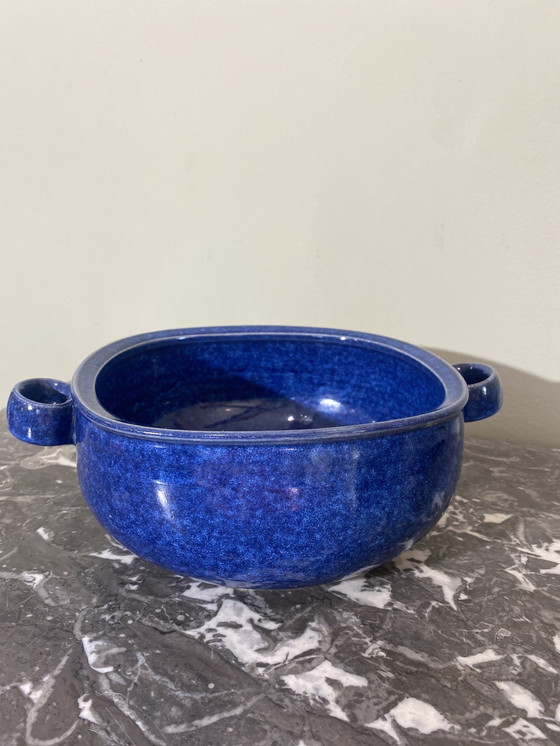 Image 1 of Plat En Grès Émaillé Bleu