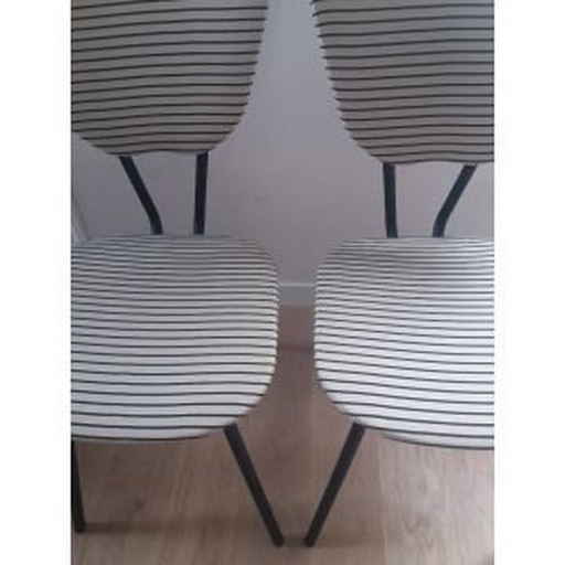 Ensemble de 2 chaises vintage à motifs rayés, France, années 1950