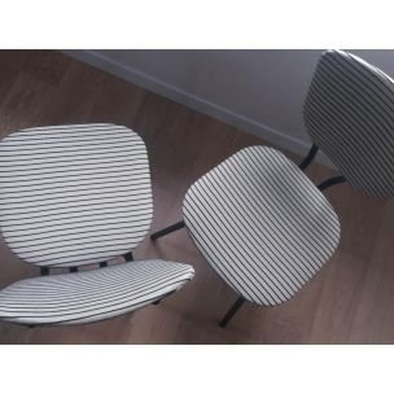 Image 1 of Ensemble de 2 chaises vintage à motifs rayés, France, années 1950