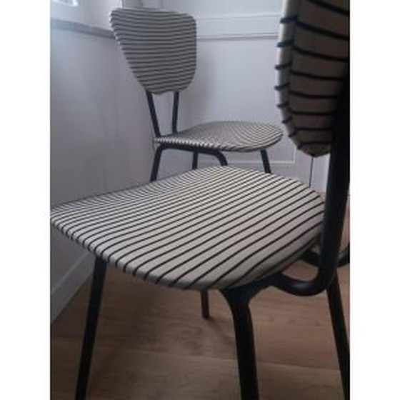 Image 1 of Ensemble de 2 chaises vintage à motifs rayés, France, années 1950