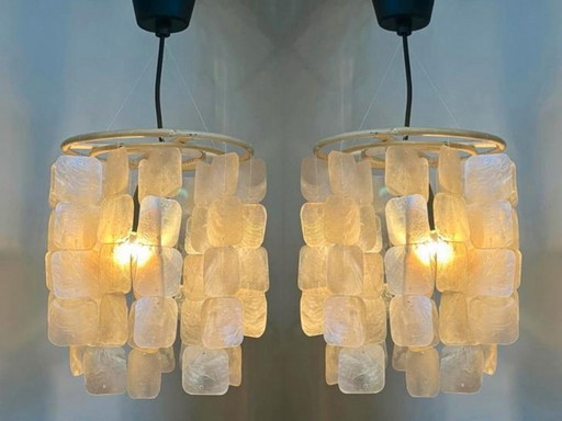 Lot de 2 lampes suspendues en coquillage Capiz Cadre en bambou