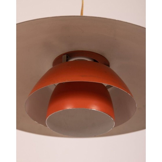 Image 1 of Lustre danois vintage en métal orange par Poul Hanningsen pour Louis Poulsen, 1960s