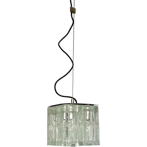 Lampe suspendue vintage en verre de Murano par Poliarte, Italie 1970