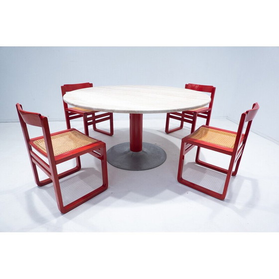 Image 1 of Table vintage en travertin et métal, Italie années 1960