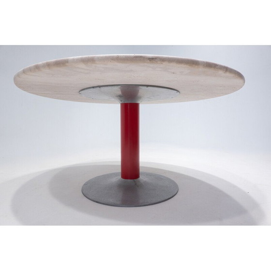 Image 1 of Table vintage en travertin et métal, Italie années 1960