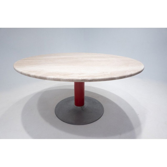 Image 1 of Table vintage en travertin et métal, Italie années 1960