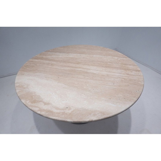 Image 1 of Table vintage en travertin et métal, Italie années 1960