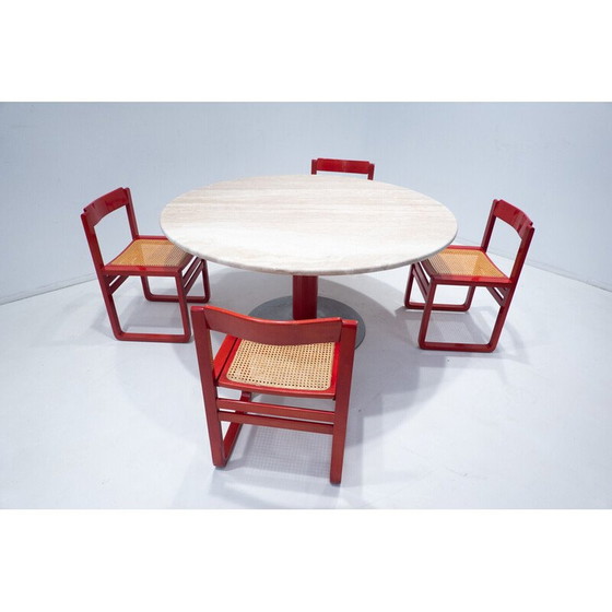 Image 1 of Table vintage en travertin et métal, Italie années 1960