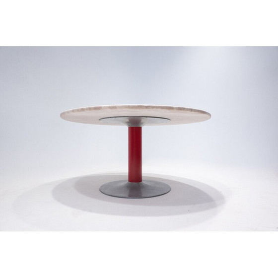 Image 1 of Table vintage en travertin et métal, Italie années 1960