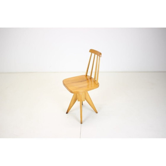 Image 1 of Fauteuil tournant en bois du milieu du siècle, Tchécoslovaquie 1970
