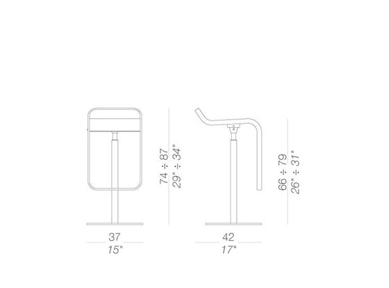 Image 1 of 2x Lapalma Lem S80 Tabouret de bar chêne clair et acier inoxydable