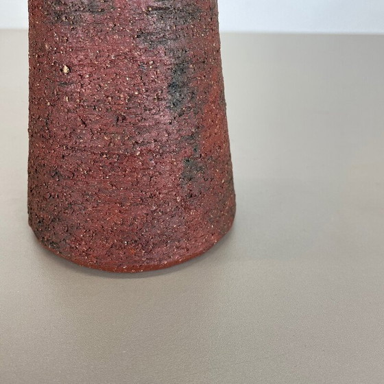 Image 1 of Vase vintage abstrait en céramique rouge Studio Pottery par Gerhard Liebenthron, Allemagne 1970