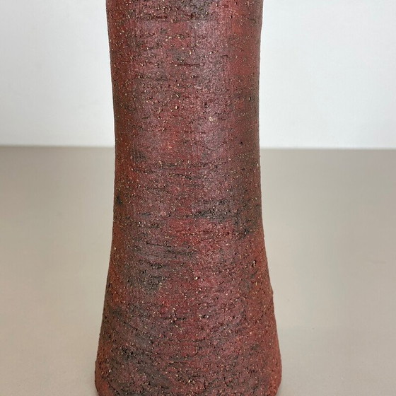 Image 1 of Vase vintage abstrait en céramique rouge Studio Pottery par Gerhard Liebenthron, Allemagne 1970
